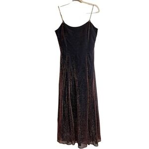 B4 Scott McClintock Glittered Rhinestone Strap Cocktail‎ Dress Black Gold NWT